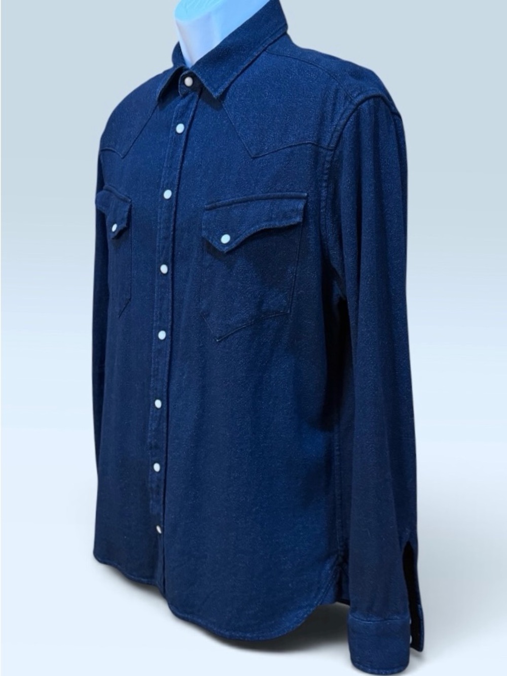 Taylor Stitch Western Shirt In Indigo Crepe Size 42 / Medium! - Picture 9 of 16